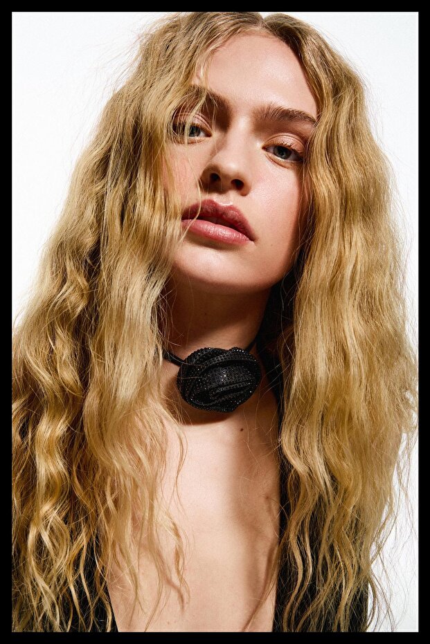 Pembe simli choker kolye - 4