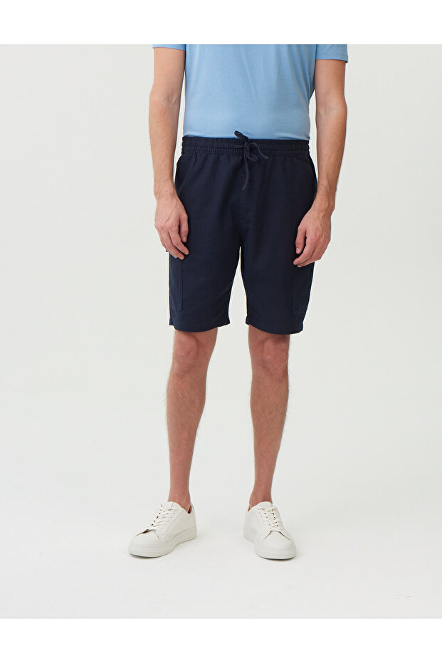 Regular Fit Utility Keten Şort - 3