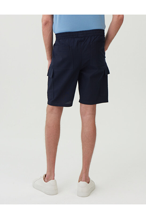 Regular Fit Utility Keten Şort - 5