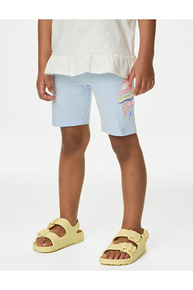 Regular Fit Desenli Biker Şort (2-7 Yaş) - 2