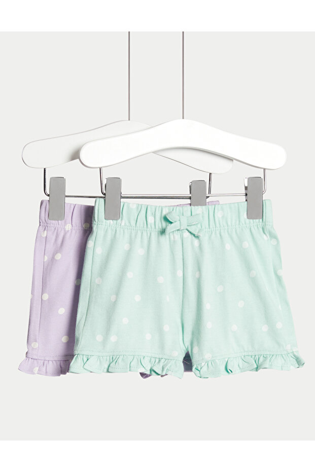 Saf Pamuklu 2'li Şort (0-3 Yaş) - 1