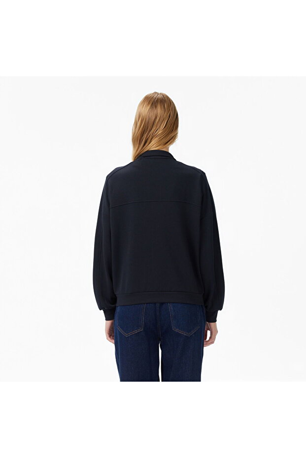 Kadın Siyah Oversize Sweatshirt - 2