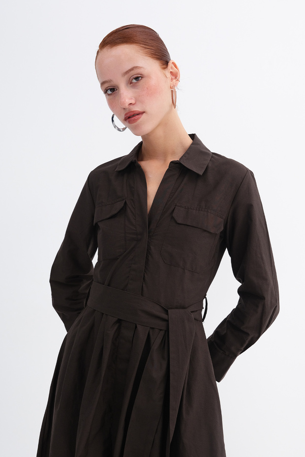 Belden Bağlamalı Elbise E17715 - 4