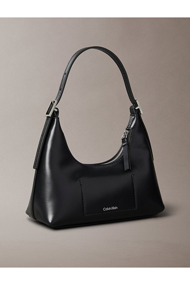 Monogram Logo Emblem Leather Small Shoulder Bag - 3