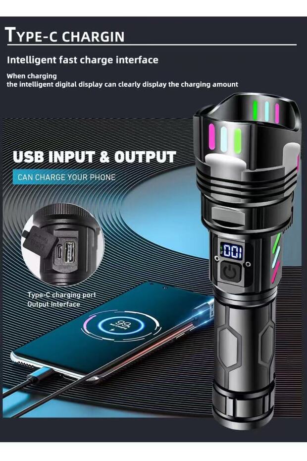 Rechargeable LED Flashlights, Super Bright Zoomable Flashlight with 5 Modes, with LCD display - 4