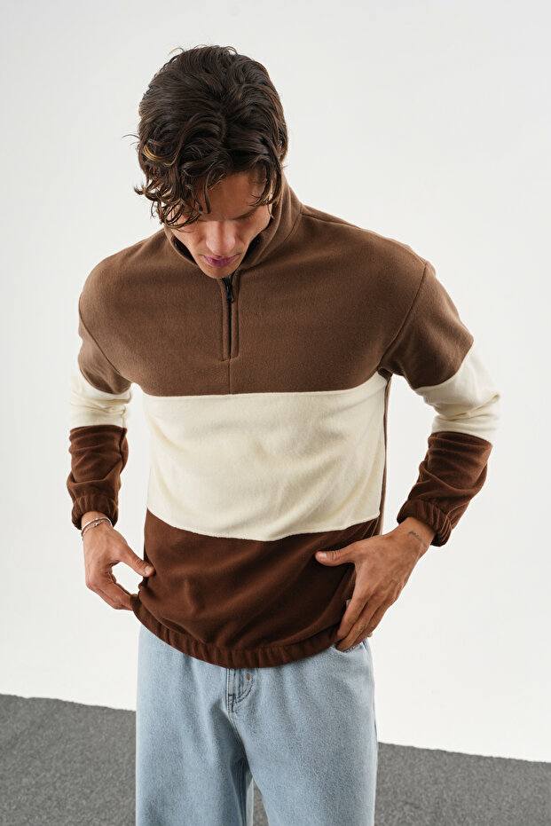 Men's Regular Fit Half Zip Three Piece Fleece Sweatshirt