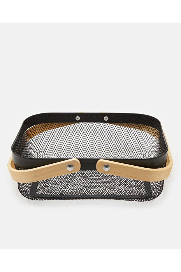 Black Rectangle Basket With Handle - 2