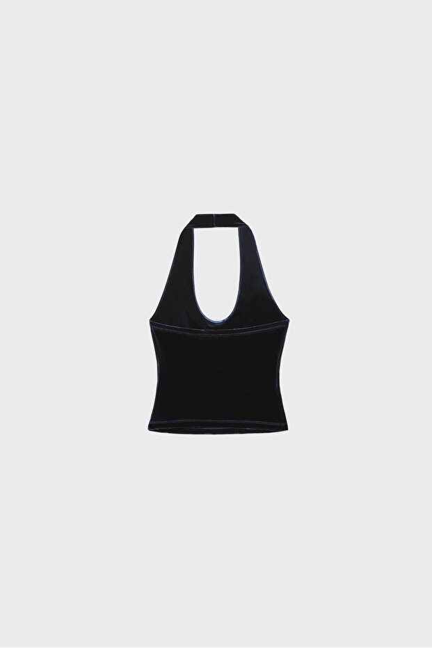 Kadife halter yaka top - 6