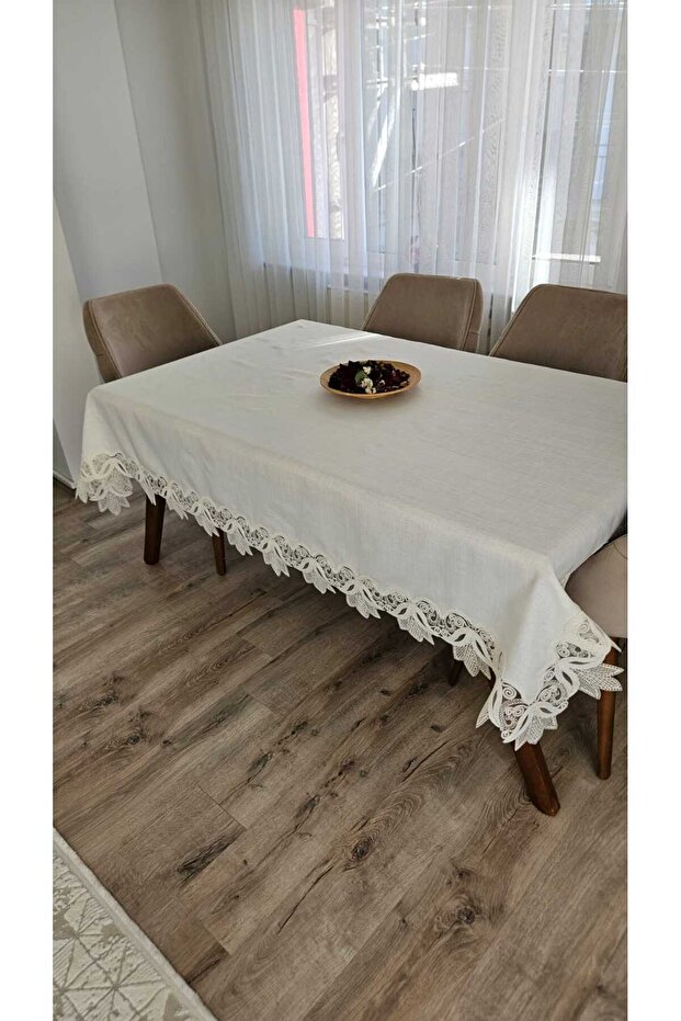 Gardenya Linen Seamless French Guipure Tablecloth