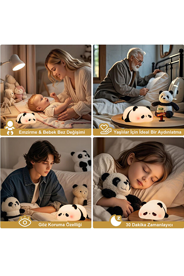 Dokunmatik Silikon Panda Gece Lambası / ET-CL17 - 6
