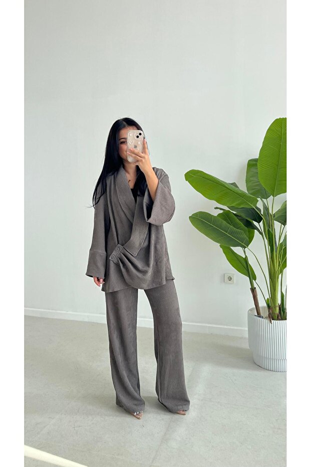 طقم كارلي المزدوج - رمادي - 1