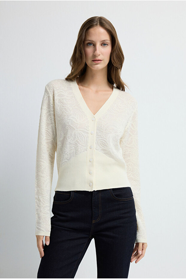 Desenli Triko Hırka - 5