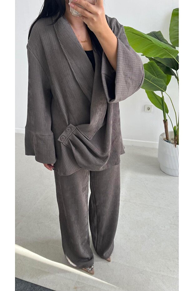 طقم كارلي المزدوج - رمادي - 3