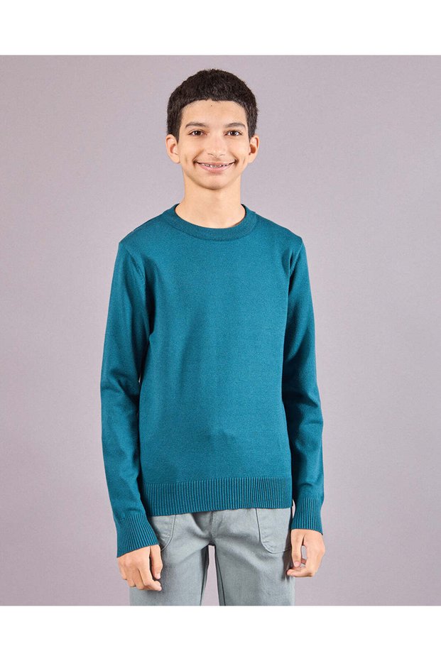 Senior Boys Teal Knitted Sweater