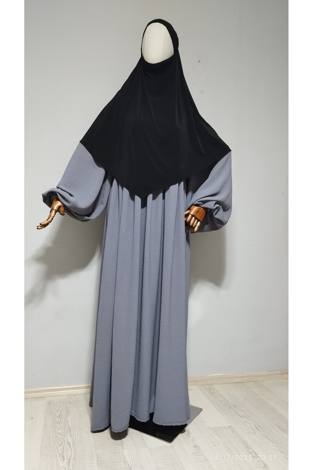 Short Length Sandy Souffle Khimar Ready to Wear Hijab Scarf Black