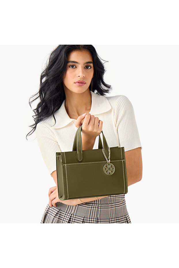 Kodes Solid Tote Bag with Detachable Strap - 2