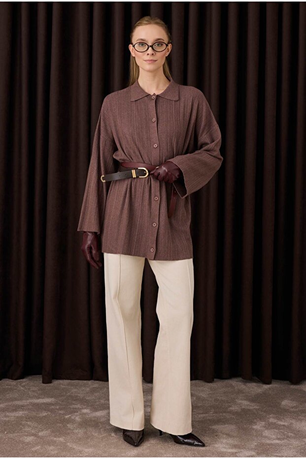 %100 Deri Uzun Eldiven Bordo - 4