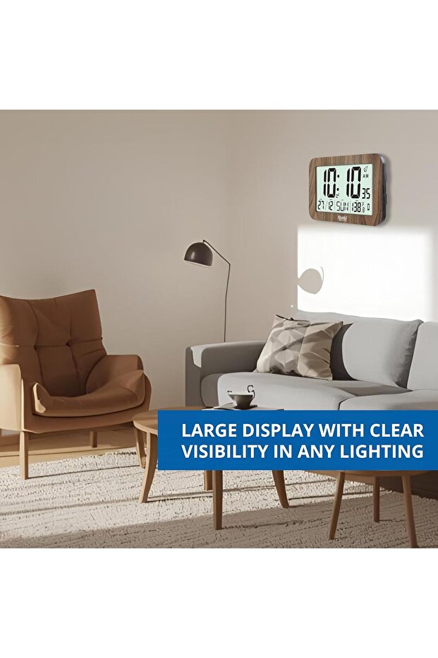 LCD Calendar Wall Clock – Digital Date & Time Display, Quartz Accuracy, Wall & Desktop Use - 4