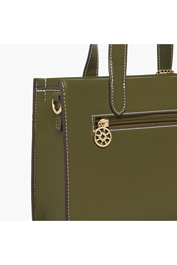 Kodes Solid Tote Bag with Detachable Strap - 6