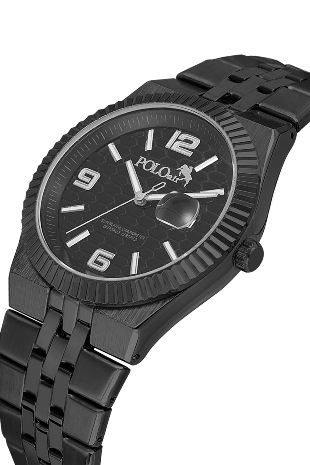 Double Clip Lens Calendar Men's Wristwatch Black Color Pl-7030E1X