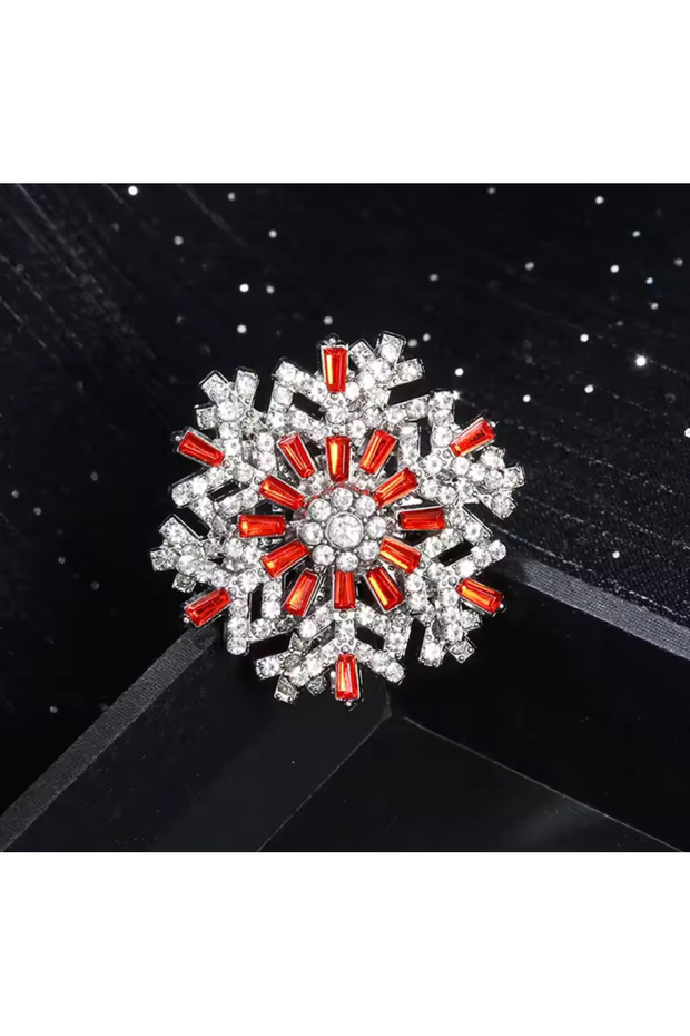 Red Snowflake Broş - 2