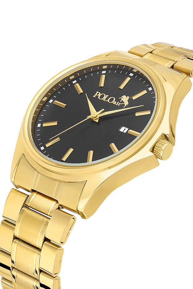 Men's Wristwatch with Calendar Gold Black Color Pl-7040E4X