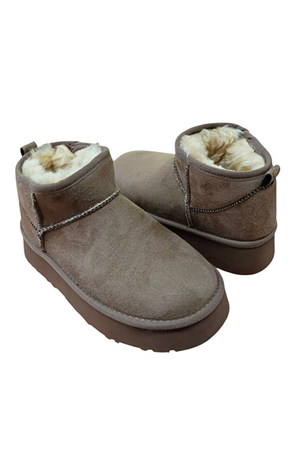 Ce&Ce Ankle-Length Women's Suede Look Plush Thick Sole Casual Boots