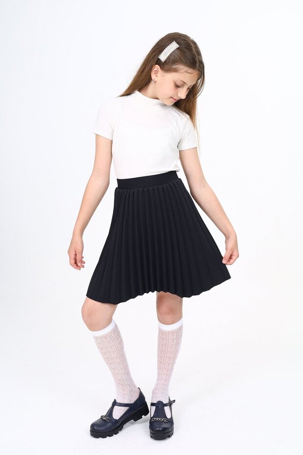 Girl's Regular Fit Pleated School Skirt