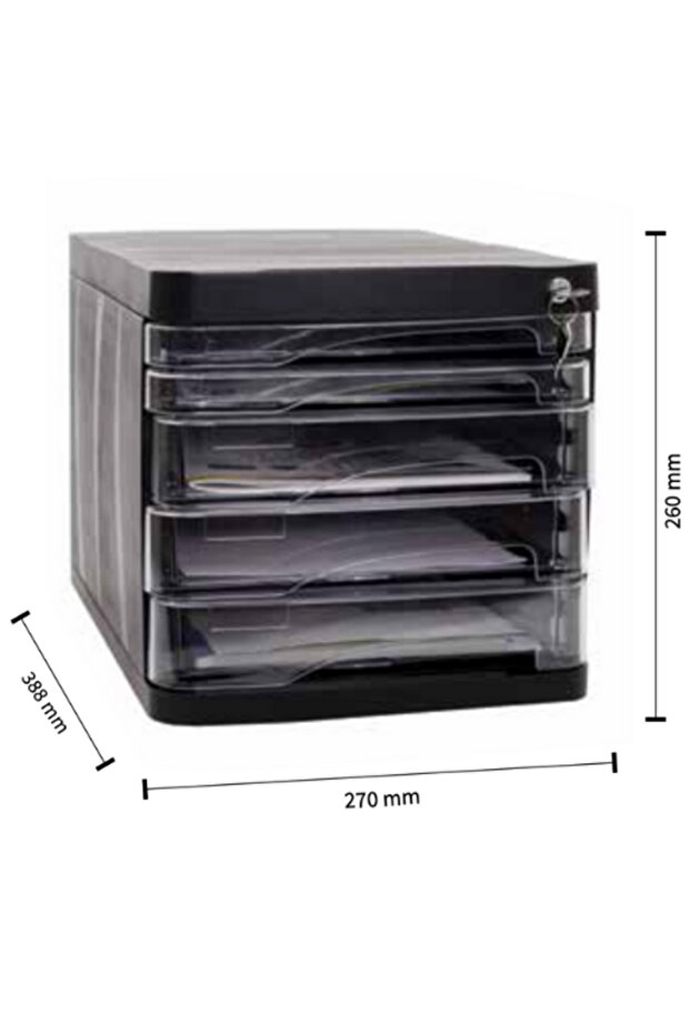 رفوف بلاستيكية للوثائق مع 5 أدراج مع قفل - 4