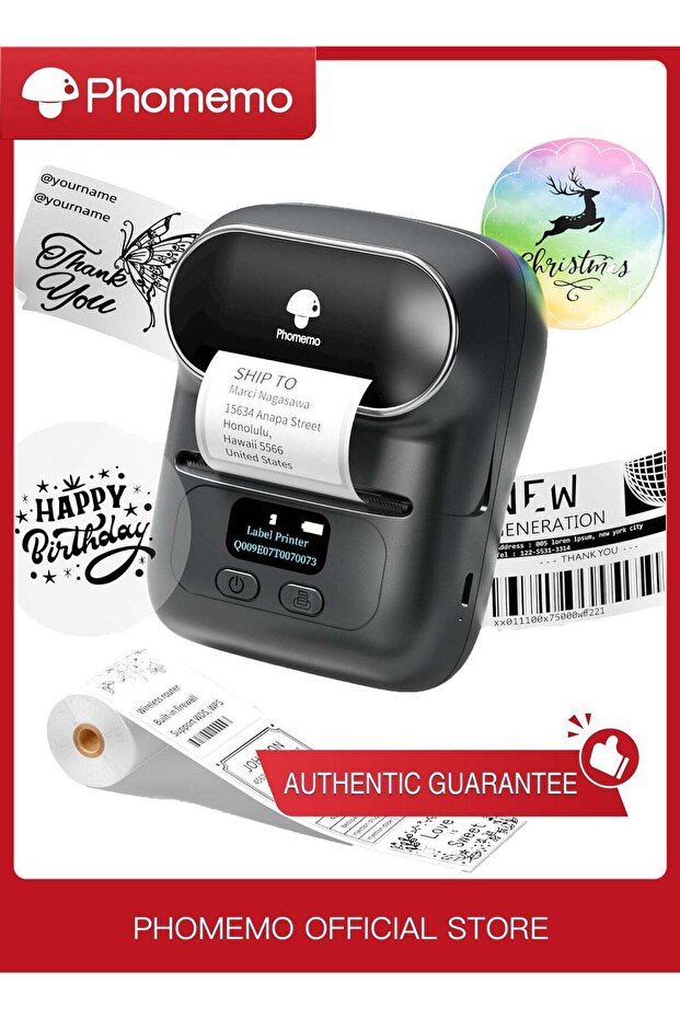 M110 Portable Bluetooth Thermal Label Maker (40×30mm, Black)