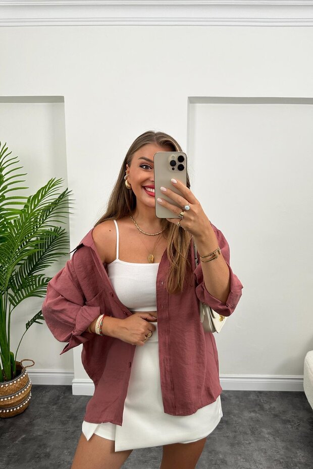 قميص من القماش عاري الكتفين مقاس كبير - 5