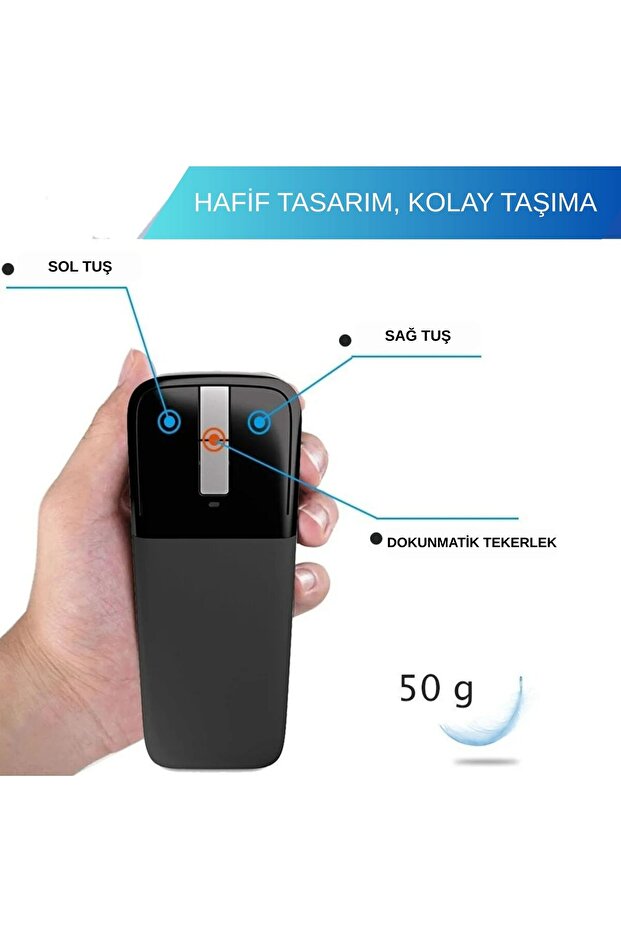 Arc Touch Katlanabilir Mouse-Dokunmatik Kaydırma-BlueTrack Yüksek Hassasiyet - 7