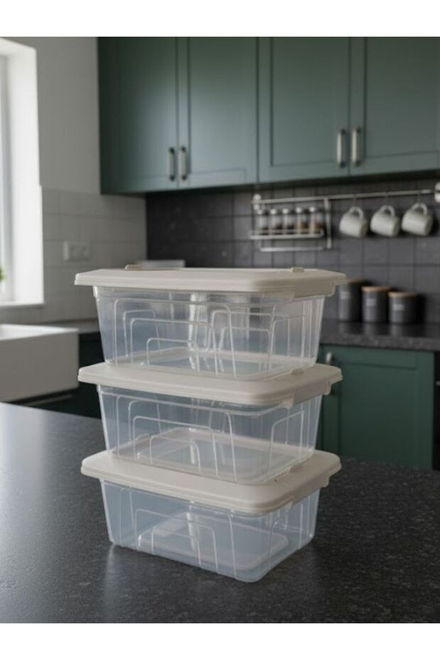 مجموعة من 3 حاويات تخزين قابلة للقفل (2.05 لتر) - 1