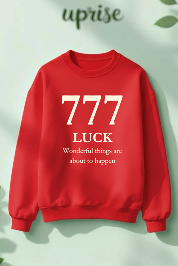 777 Luck Printed Cotton 3 Thread Crew Neck O Oversized Sweatshirt