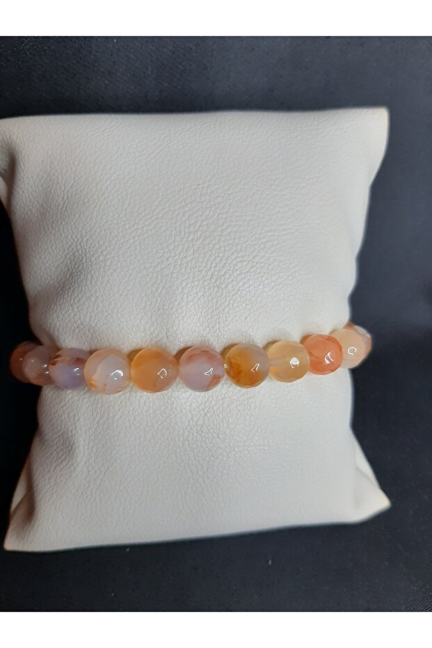 Beige Color Natural Stone Agate Stone Bracelet Unisex