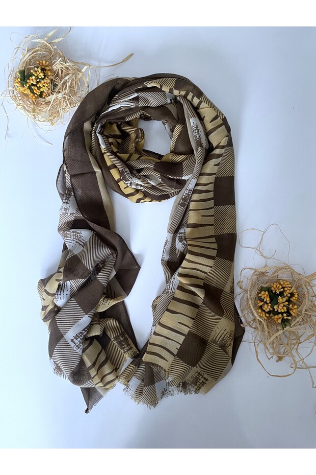 Square Pattern Double Color Cotton Shawl