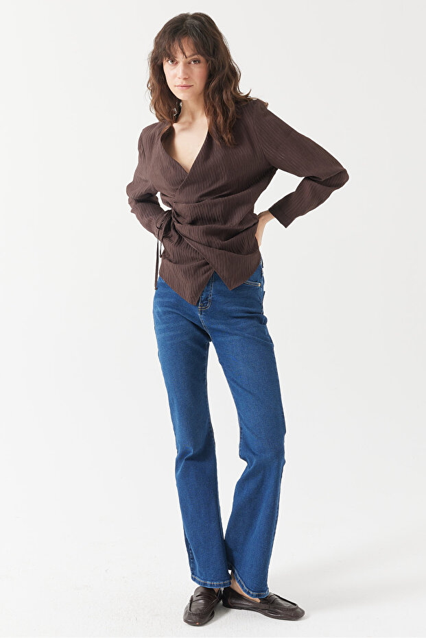 Kadın Bağlamalı Anvelop Bluz - 7