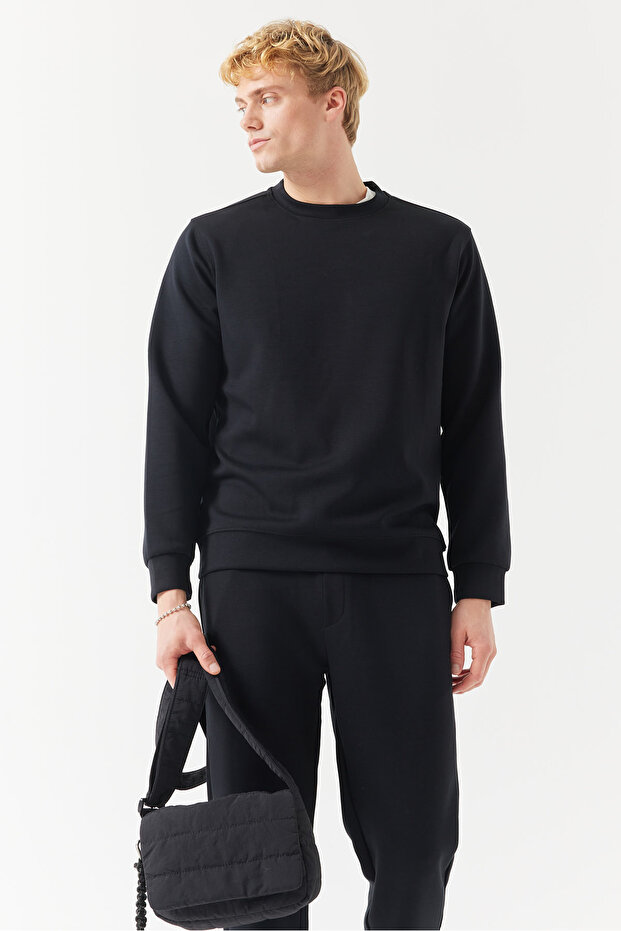 Erkek Bisiklet Yaka Basic Sweat Üst - 1