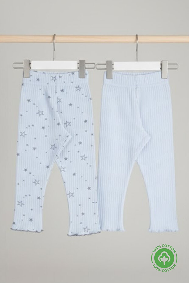 2-Pack Combed Cotton Corded Fabric Baby Tights 100% Cotton