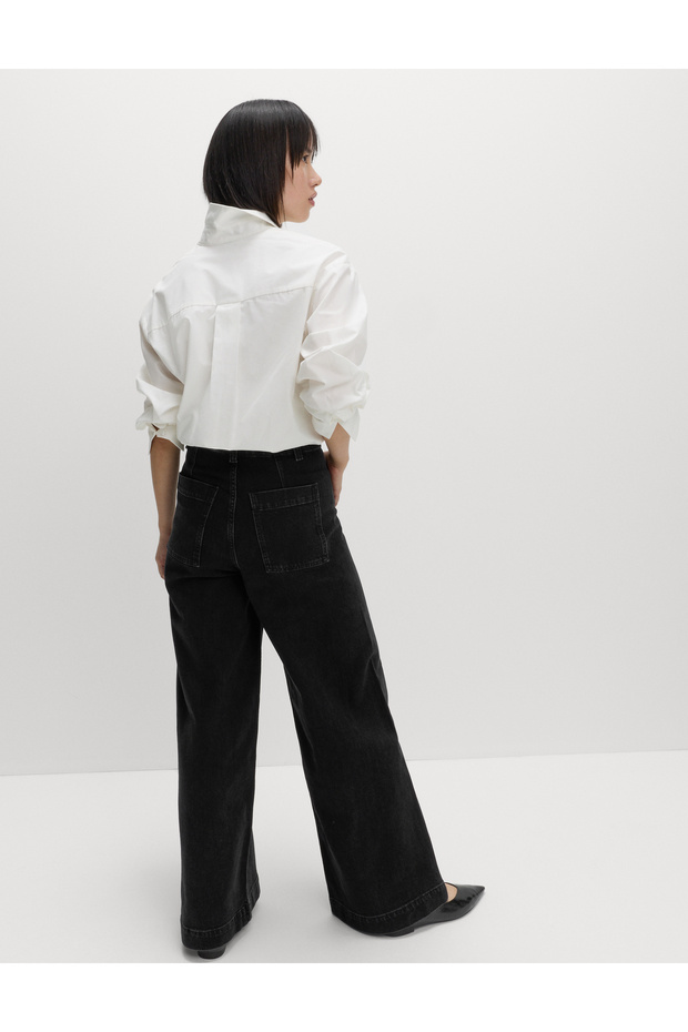 Dikişli Geniş Paça Jean - 3
