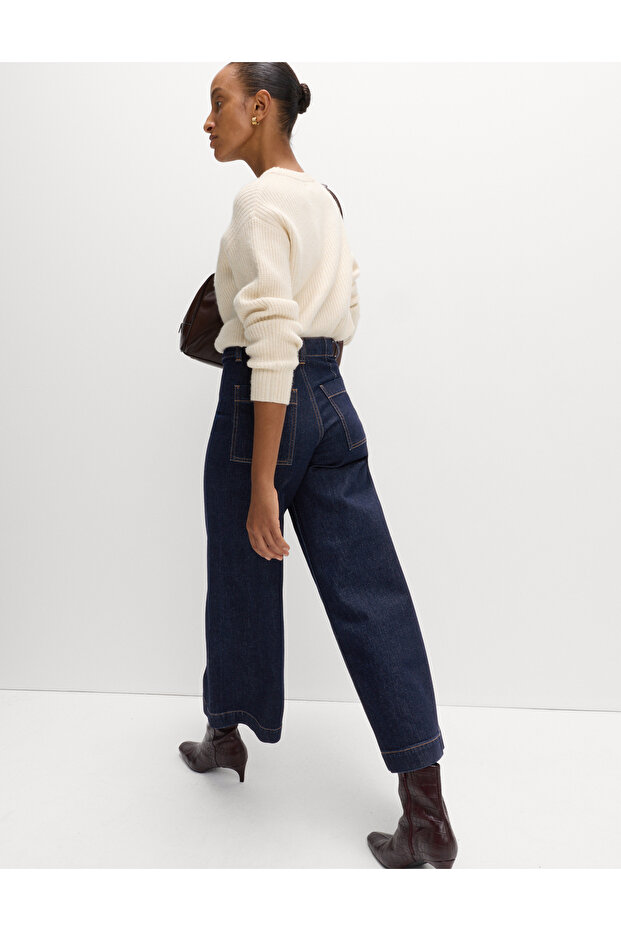 Dikişli Geniş Paça Jean - 5