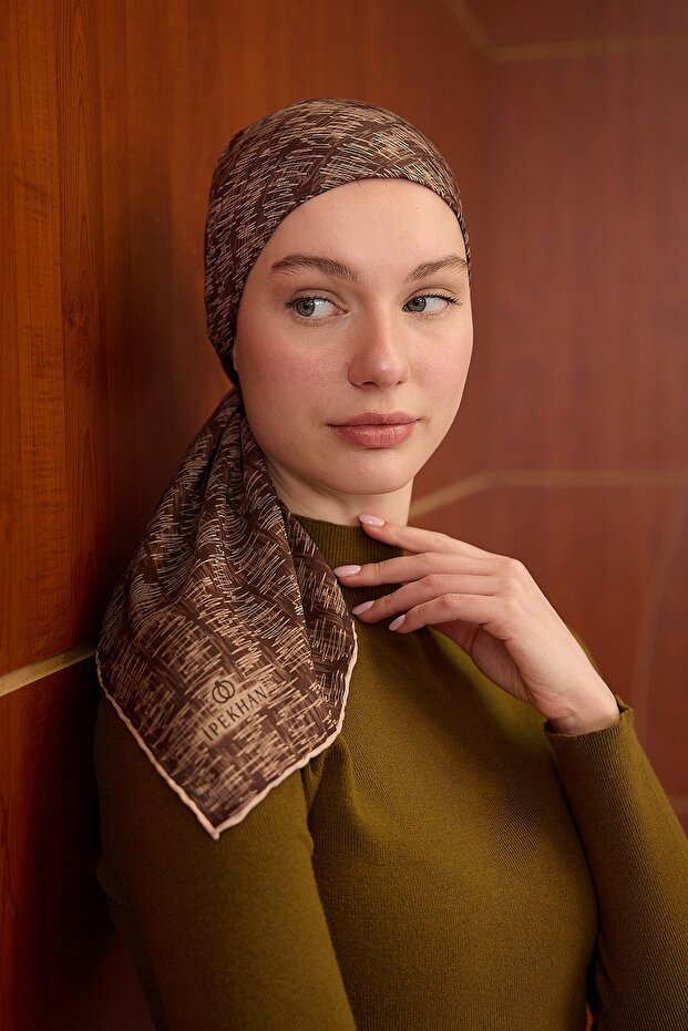 Eșarfă moale Winter Bloom maro - 3