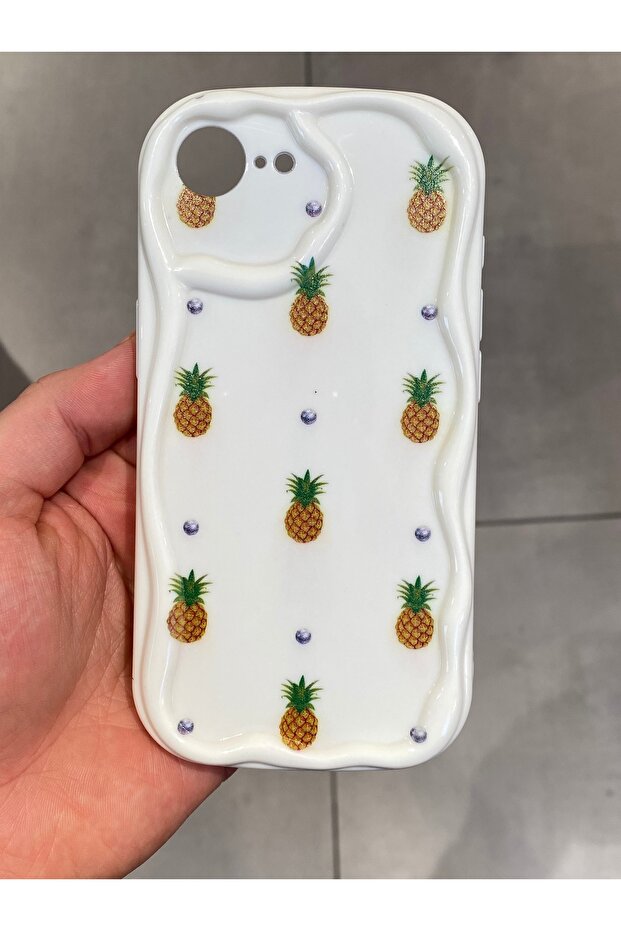 iPhone 16E Compatible Protective Pineapple Pattern Hard Silicone Case - 1