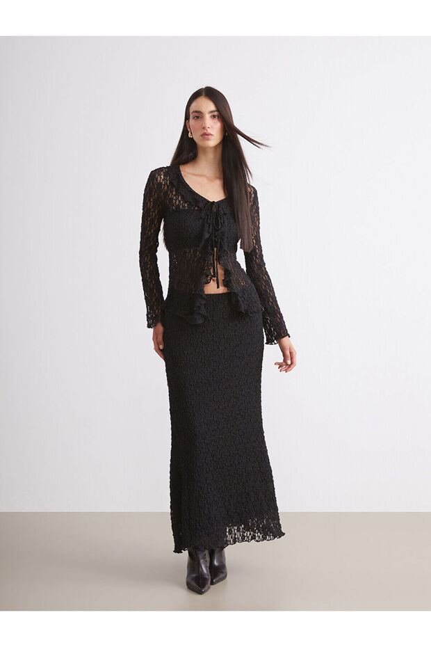 Vizyon New Season Elastic Waist Lace Skirt