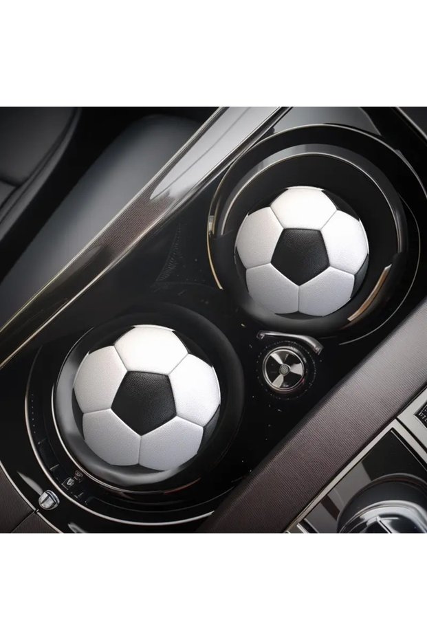 Plexiglass Cup Holder Coaster Set of 2 Car Interior Cup Coaster Football Design 65 mm (6.5cm)