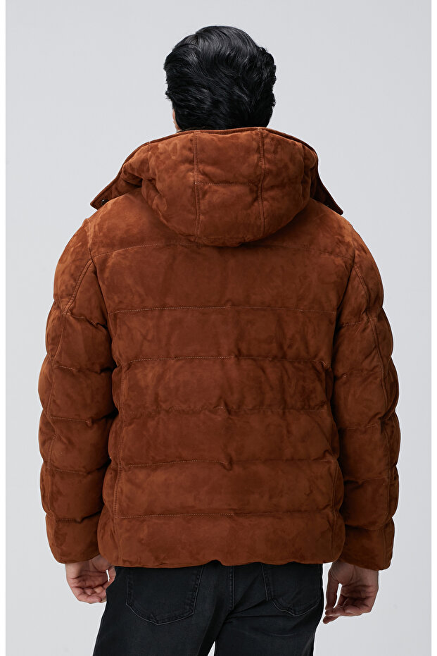 Tarçın Kapüşonlu Deri Kaban - 5