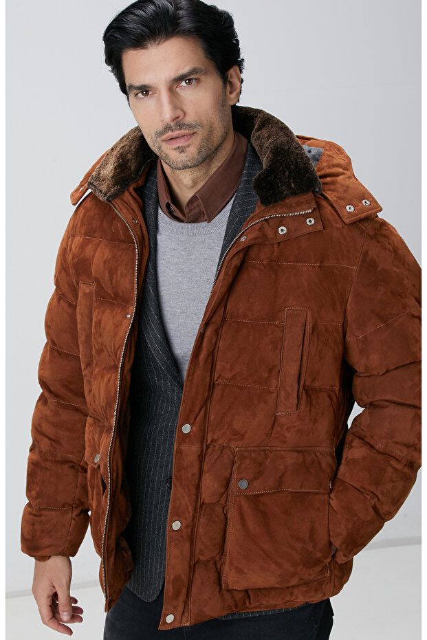 Tarçın Kapüşonlu Deri Kaban - 2