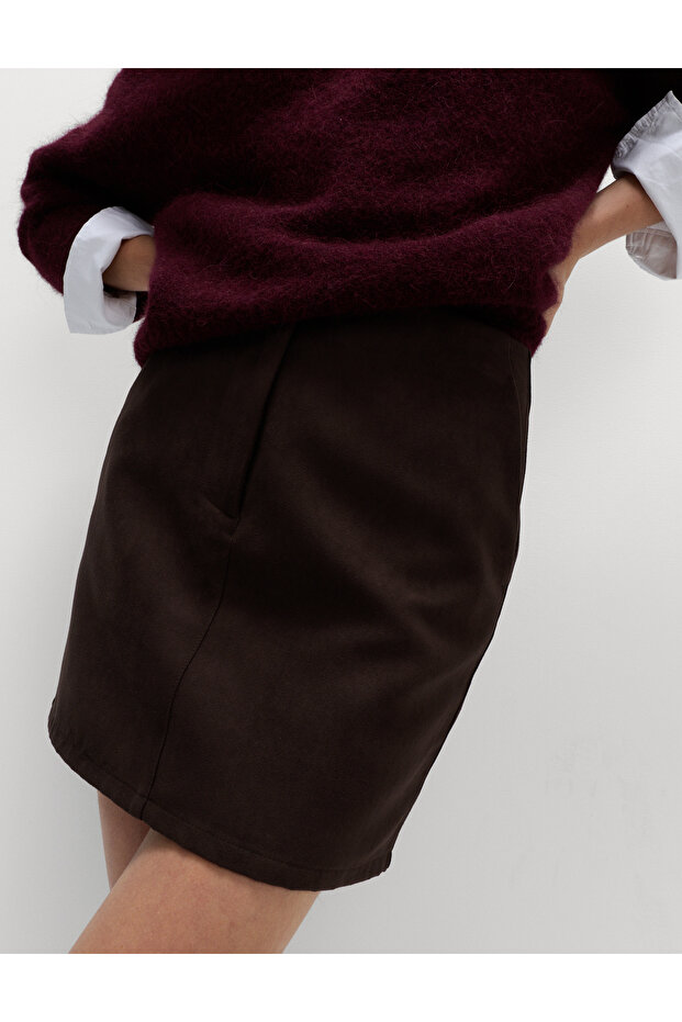 Süet Mini Etek - 3