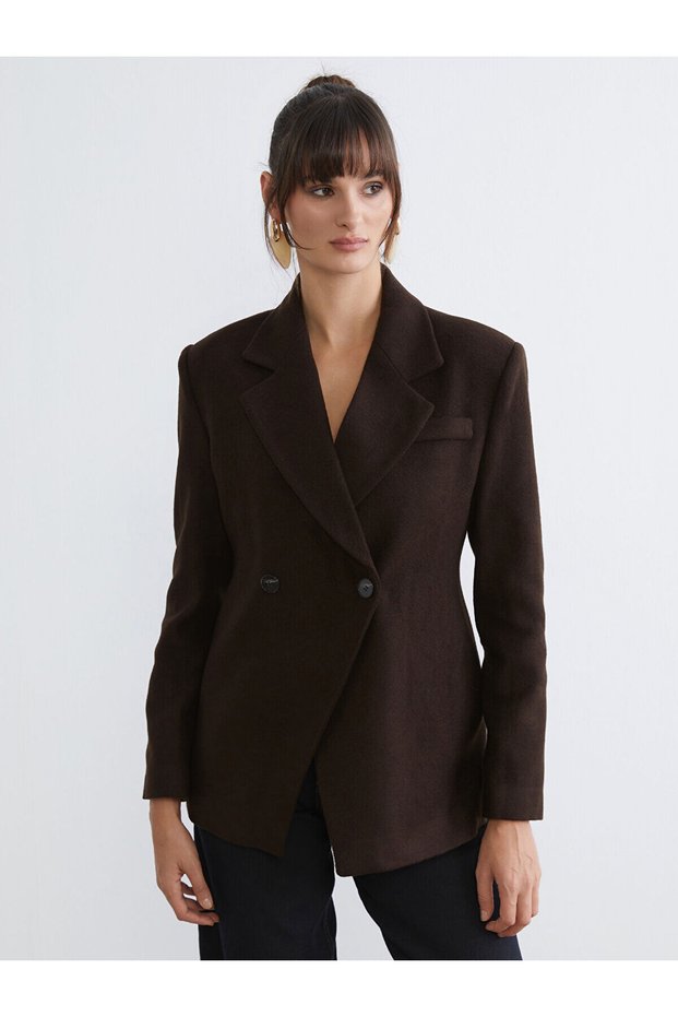 Texx Store Quality Soulife Brown Cashmere Plain Loose & Spacious Women's Blazer Jacket