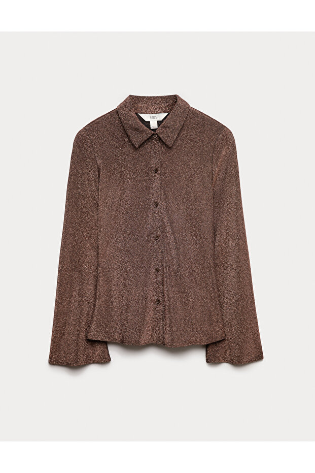 Işıltılı Düğmeli Bluz - 2